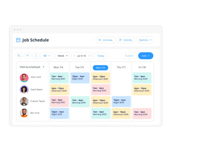 Screenshot of the Connecteam Job Scheduler