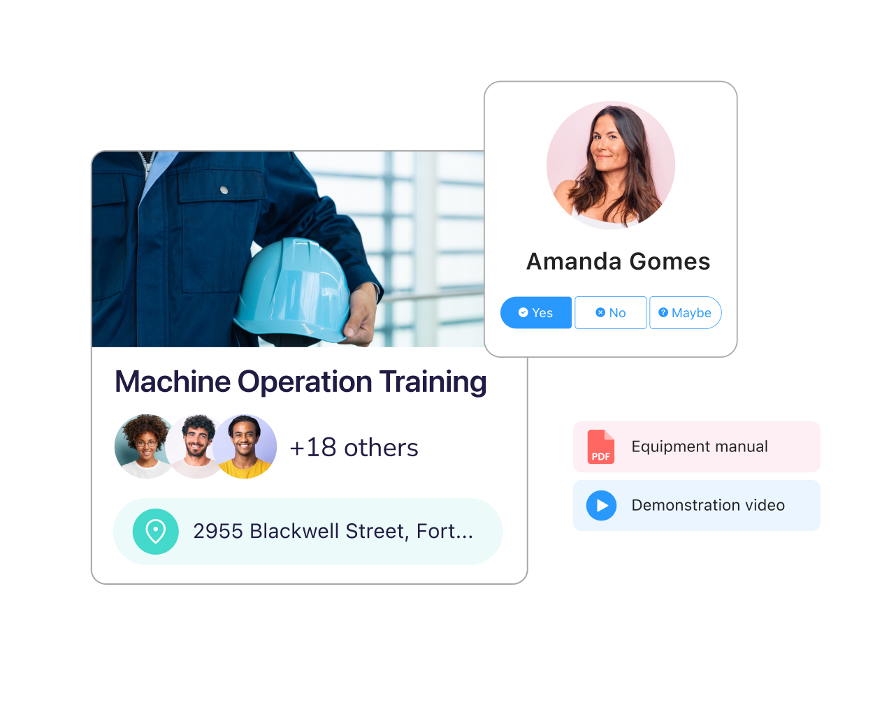 Screenshots of the Connecteam Training feature