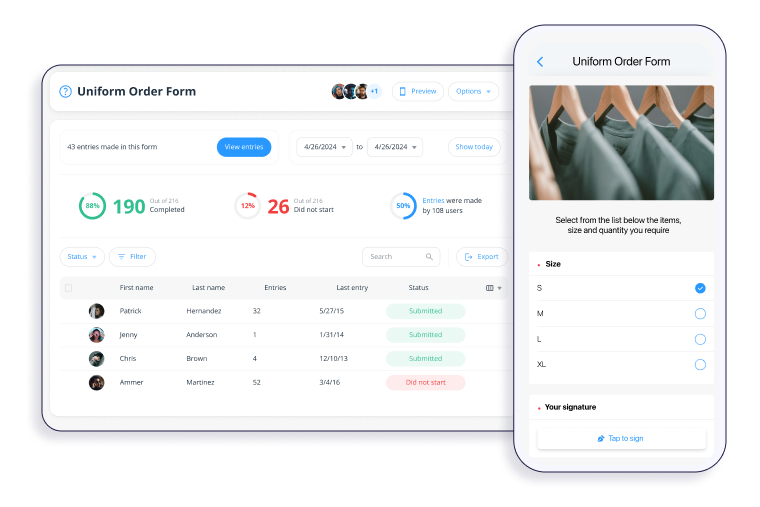 Connecteam's forms and checklists interface desktop and mobile
