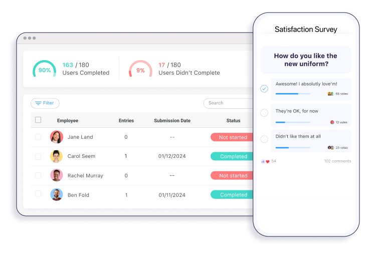 Visualization of Surveys from the Admin’s desktop and the User’s mobile app