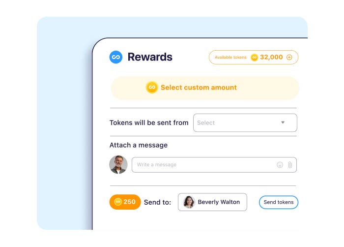 A visualization of granting tokens from the Rewards and Recognitions asset