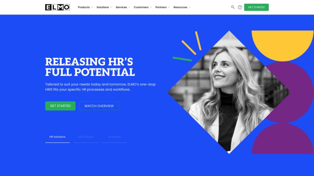 A screenshot of the ELMO Software homepage