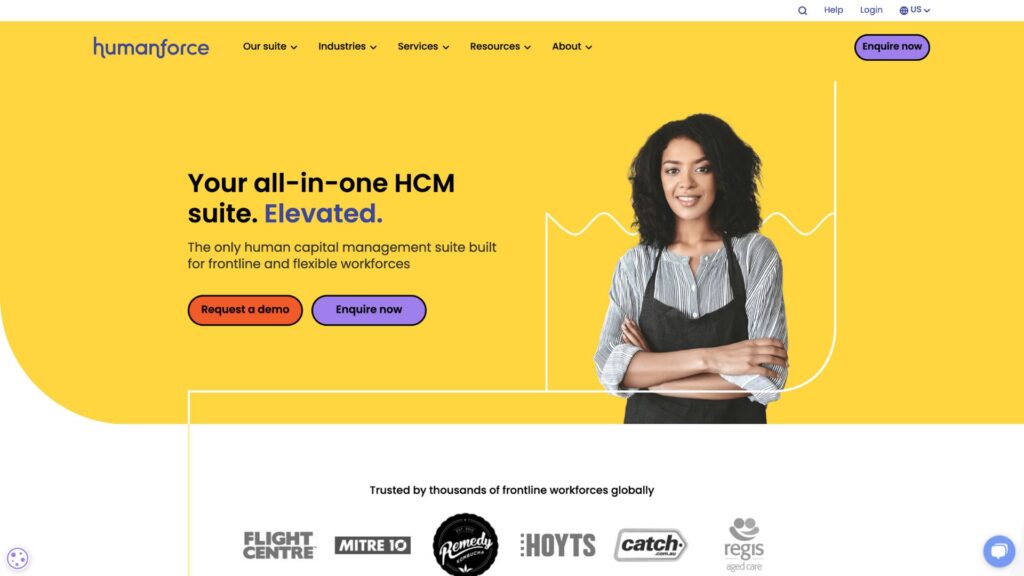 A screenshot of the Humanforce website