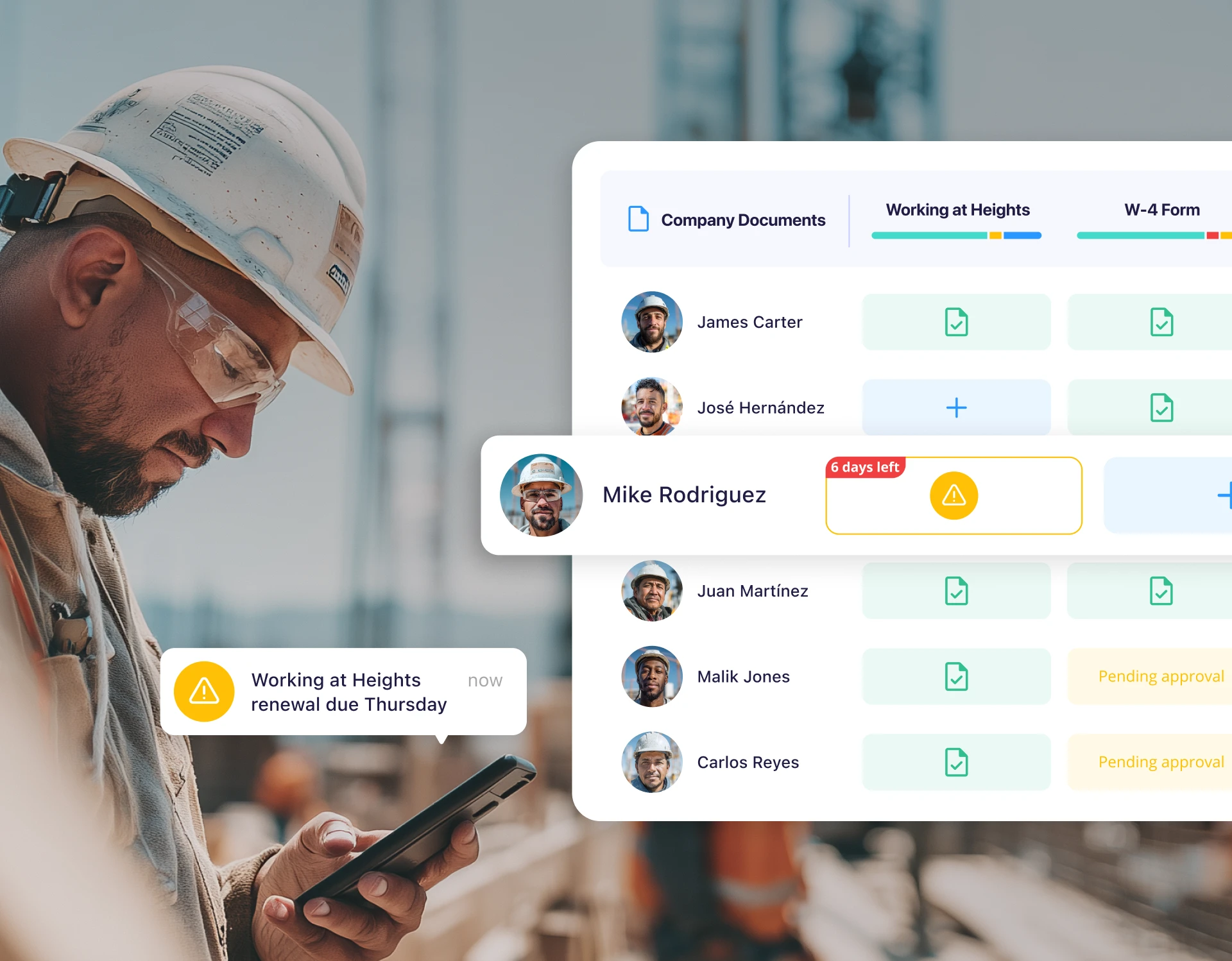 Construction worker being compliant with Connecteam
