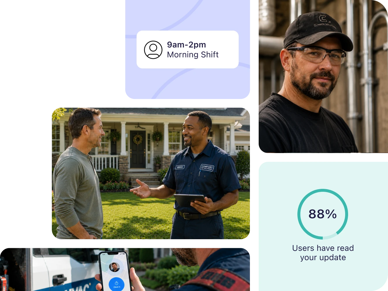 Connecteam’s free plan for small field service businesses.